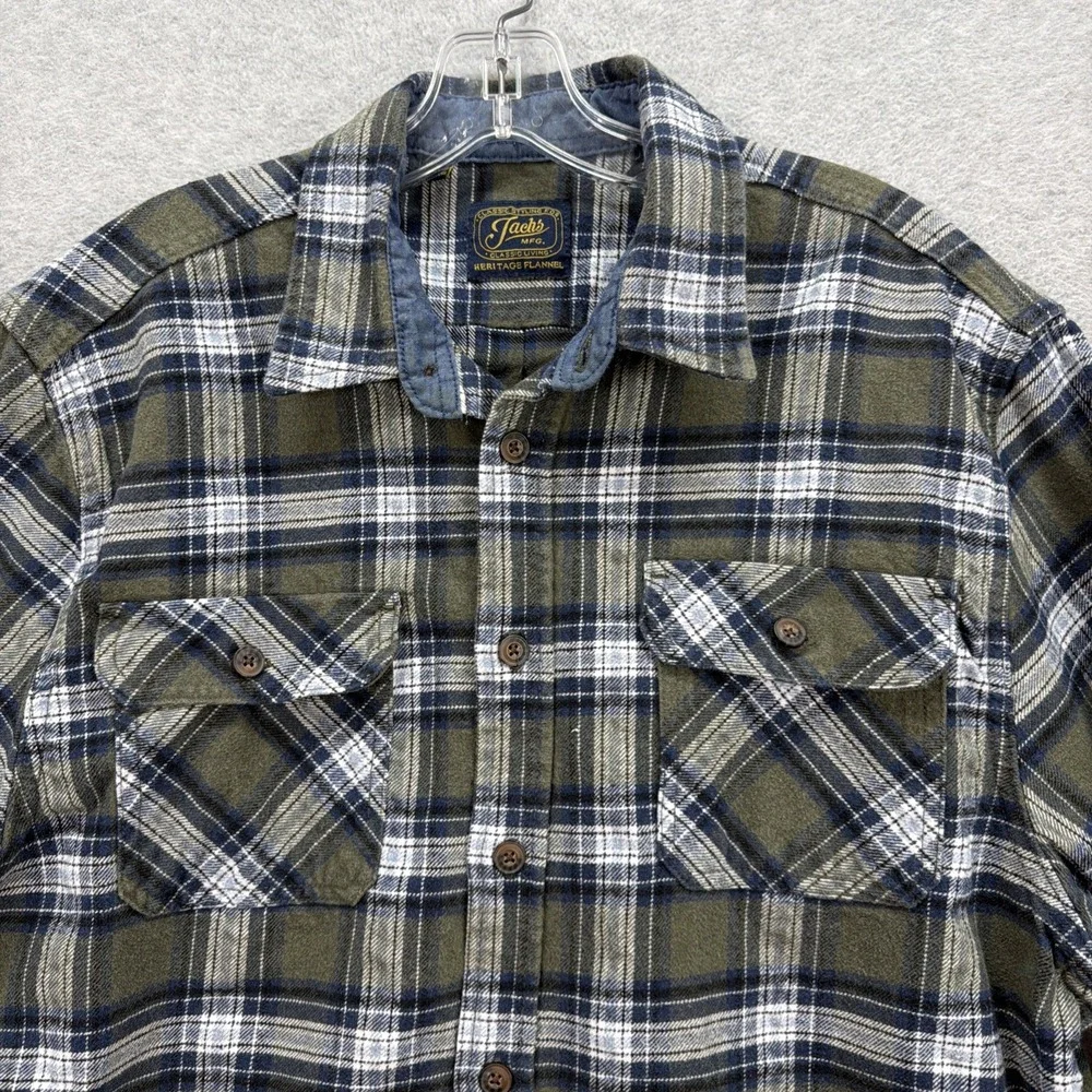 Jachs Heritage Flannel Shirt Mens XL Green Blue Plaid Chamois‎ Lumberjack Rugged